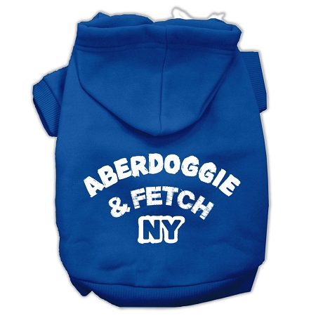 Aberdoggie NY Screenprint Pet Hoodies Blue Size Lg